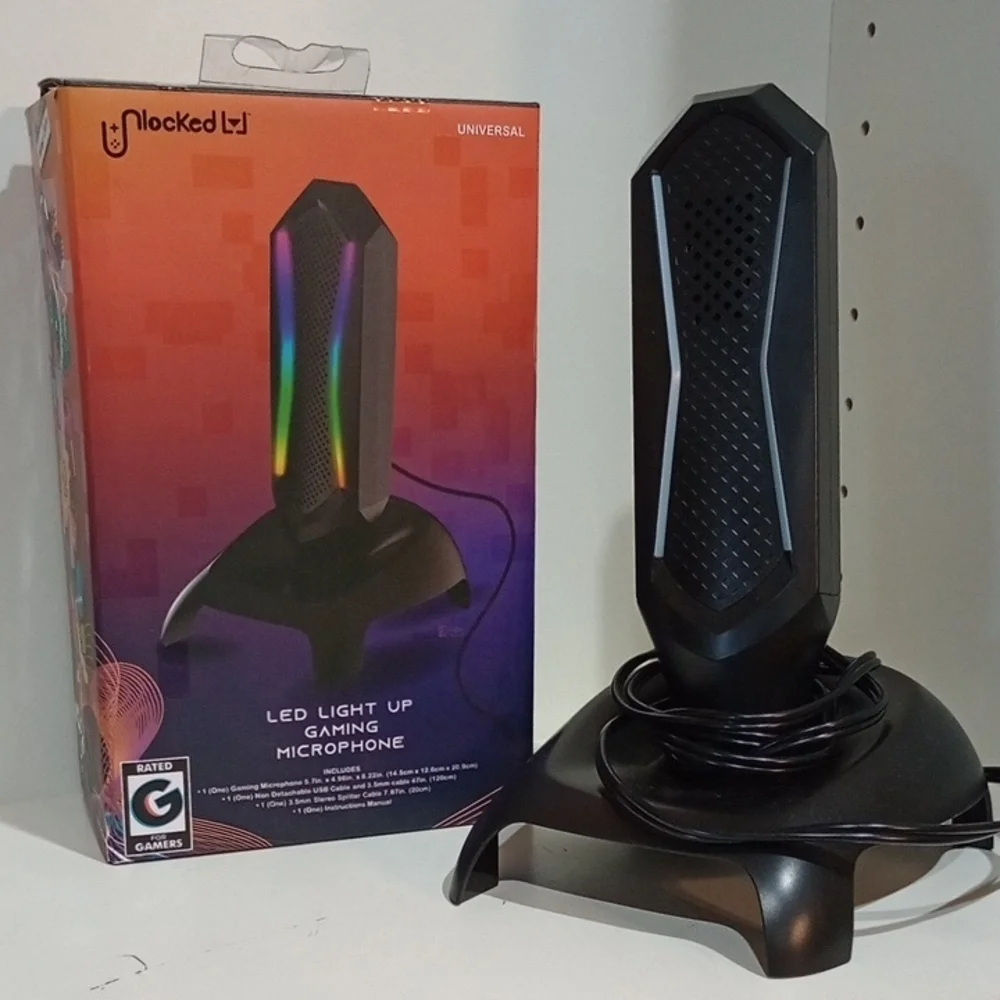 Black and Red Computer Microphone with RGB Lighting